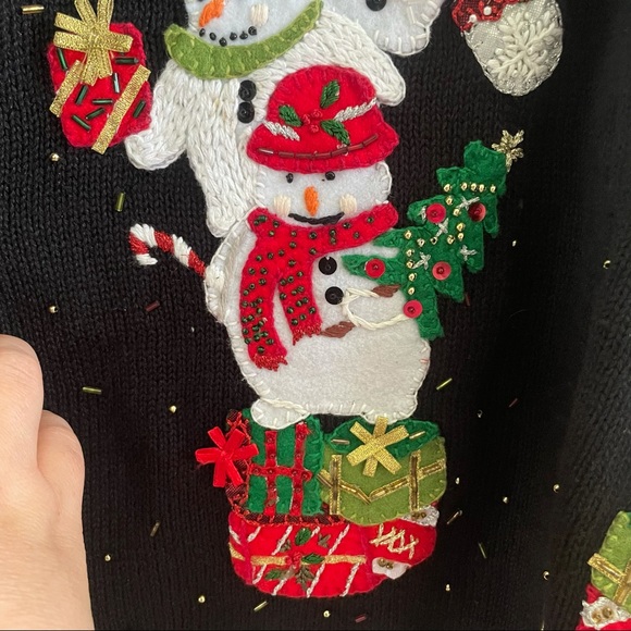 Vintage Snowman Christmas Cardigan Sweater M - Picture 7 of 15
